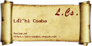 Léhi Csaba névjegykártya